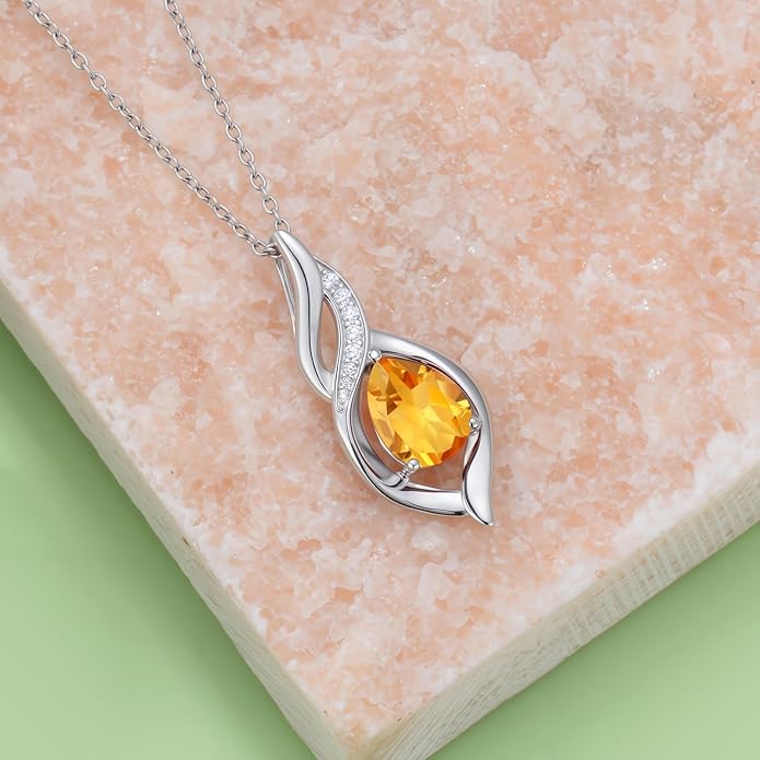 Birthstone Necklace for Women Infinity Necklaces 925 Sterling Silver Teardrop Love Birthday Jewelry Valentines Day Birthday Gifts for Her Mom Wife Girlfriend