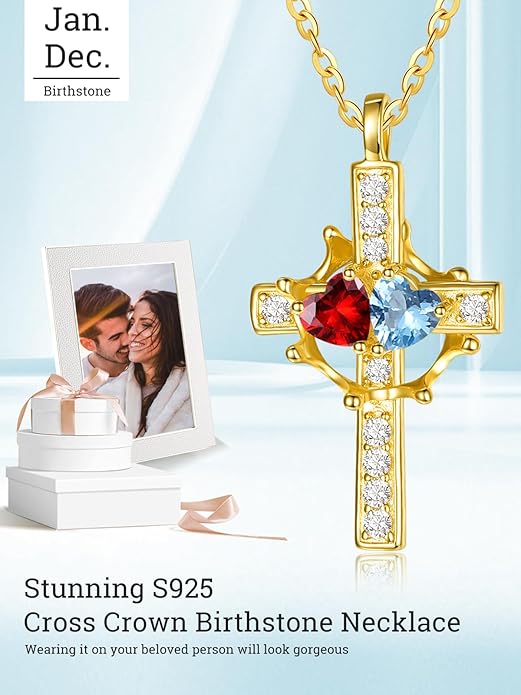 Valentine's Day Gifts for Wife 925 Sterling Silver Double Birthstone Pendant Necklaces I Love You for Always and Forever Necklace Anniversary Birthday Gifts for Wife Girlfriend Mom Her