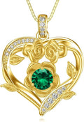 Midari 18K Gold Heart Birthstone Necklace for Women Rose Pendant Birthday Jewelry Gifts for Wife Her Daughter Mom