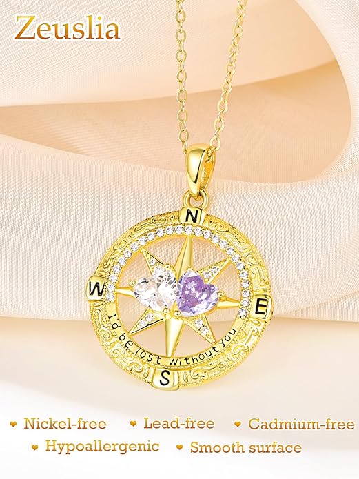 Valentine's Day Gifts for Wife 925 Sterling Silver Double Birthstone Pendant Necklaces I Love You for Always and Forever Necklace Anniversary Birthday Gifts for Wife Girlfriend Mom Her