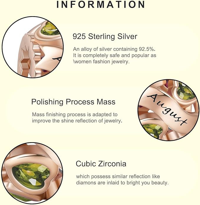 NINGAN Birthstone Charms 925 Sterling Silver Love Heart Openwork Bead for Charm Bracelets and Necklaces with 5A Cubic Zirconia, Birthday Mothers Day Jewelry Gifts Women