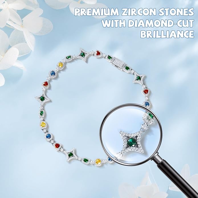 Tears of the Rainbow Hip-Hop Alloy Zirconia Necklace for Men & Women, Colorful Gemstone Statement Jewelry, Unique Urban Style Chain for Streetwear, Unisex Bold Design Gift Necklace for Men