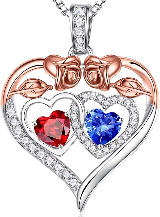 Iefil Valentines Day Gifts for Her - 925 Sterling Silver Rose Heart Necklaces for Women, Anniversary Birthday Gifts for Wife Girlfriend Mom