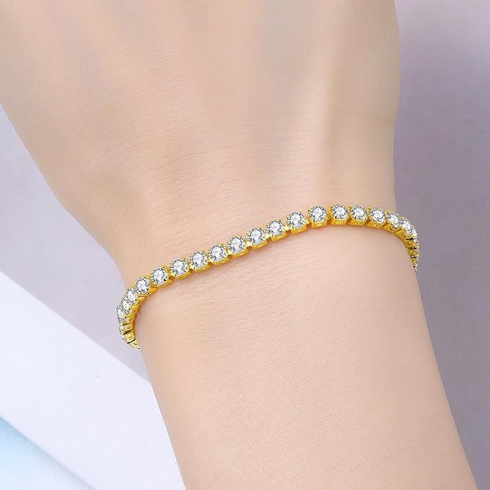 Women's 925 Sterling Silver Bracelet, Non Tarnish 18K Gold Plated Bracelets for Women, Dainty Chain Simple Jewelry Cute Handmade Minimalist for Gift