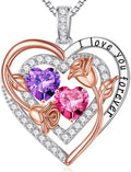 Iefil Valentines Day Gifts for Her - Sterling Silver Birthstone Necklace Anniversary Birthday Gifts for Her Wife Mom Daughter