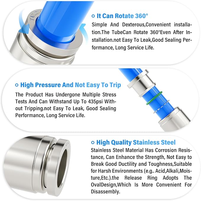 TAILONZ 304 Stainless Steel Elbow 3/8" 1pcs | 90° Push-to-Connect Elbow Fitting - Image 4