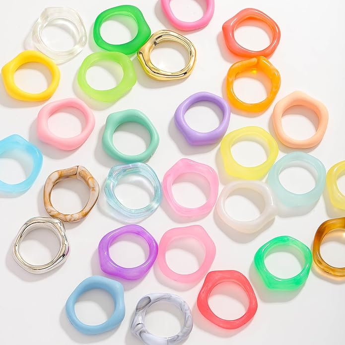 Colorful Acrylic Resin Knuckle Rings Set for Women, Chunky Leopard Print Candy-Colored Stackable Rings, Trendy Translucent Statement Ring for Everyday Party Wear Bulk Assortment