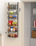 12.3" W Narrow Over the Door Pantry Organizer, 6-Tier Over the Door Organizer with Adjustable Basket, Pantry Door Organization for Pantry Kitchen Storage Room Spice Rack, Black