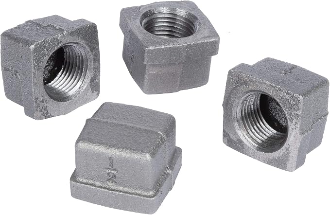 1/2" Square Cap Fitting, PIPE DECOR Black Malleable Iron Fittings Fit Standard - Image 9