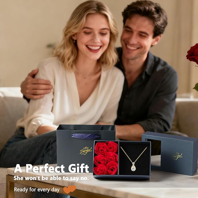 Promise Necklace for Her, 2.5cttw Moissanite Halo Pendant for Women, Romantic I Choose You Gift To Girlfriend Wife from Boyfriend Husband, Ready to Gift Box for Christmas Valentine's Day Anniversary