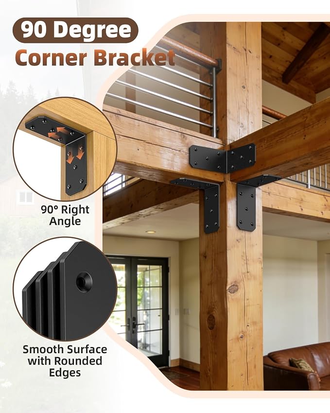 Heavy Duty L Brackets, 5x5 Inch, 300 LBS, 8 Pack | Carbon Steel, Rust Resistant - Image 4
