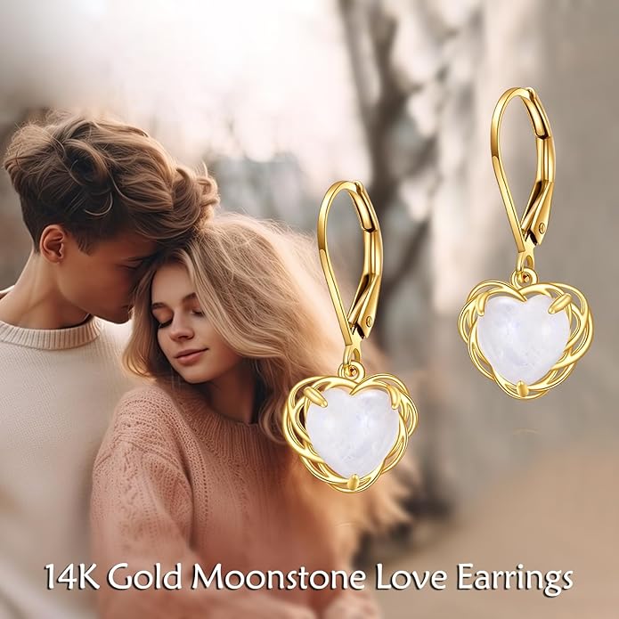 DOVRAN 10K 14K Solid Gold Leverback Earrings for Women Real Yellow Gold Filigree Dangle Earrings Trendy Jewelry Birthday Christmas Gifts for Wife Mom