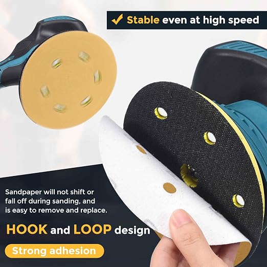 HARFINGTON 150Pcs 5Inch Sanding Discs 40Grit Yellow Aluminum Oxide 8 Hole | - Image 3