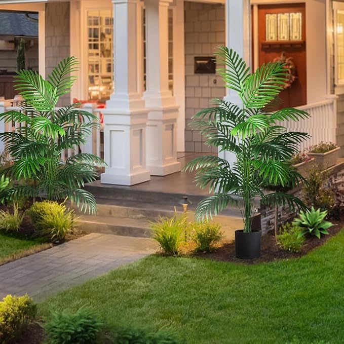 4ft 2pcs Large Artificial Plants Fake Palm Tree Tropical Palm Leaves Faux Palm - Image 8