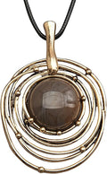 GelConnie Boho Necklaces for Women Vintage Silver Circles Long Pendant Necklace Cowgirl Sweater Necklace Adjustable Leather Choker Necklace for Women