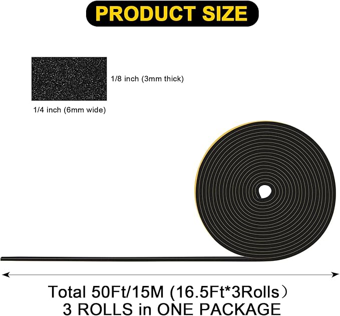 Thin Foam Insulation Tape for Windows & Small Gaps, 50Ft Bulk Pack | Strong - Image 2