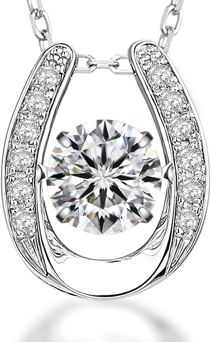 ARINZA Moissanite Necklace for Women, 1 Ct 925 Sterling Silver Dancing Diamond Pendant, 18+2 Inch Chain, Valentine’s Day Christmas Gift for Her, Wife, Mom, Anniversary, Birthday