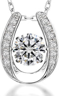 ARINZA Moissanite Necklace for Women, 1 Ct 925 Sterling Silver Dancing Diamond Pendant, 18+2 Inch Chain, Valentine’s Day Christmas Gift for Her, Wife, Mom, Anniversary, Birthday