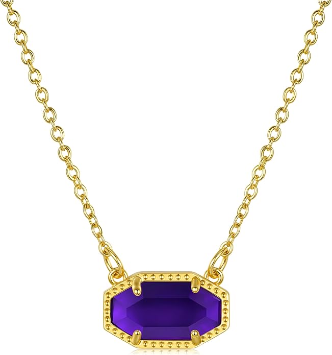 Birthstone Necklace for Women 14K Gold Plated Dainty Pendant Teen Trendy Stuff Jewelry Gift Chain 17+3 Inch
