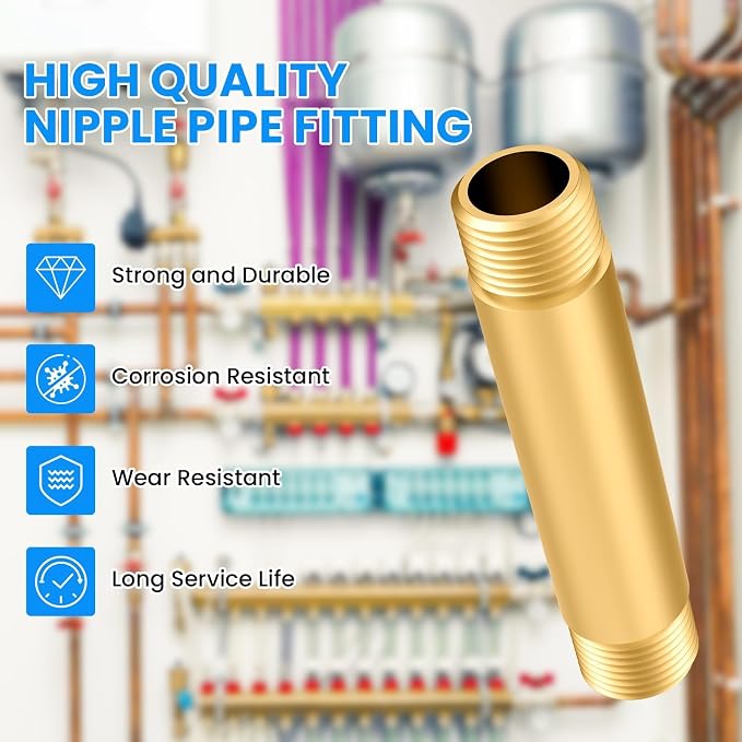 SDTC Tech Brass Pipe Fitting Long Nipple 1/2 NPT Male x 1/2 NPT Male Thread | - Image 5
