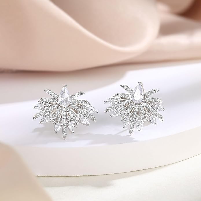 Gemlux 14K Gold Moissanite Ring Stud Earrings Necklace Bracelet Set, Women's Luxury Three-Piece Jewelry Set, Classic Fashion Accessories