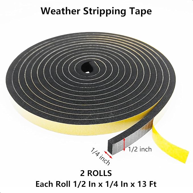 Topiverse Weather Stripping, Door Seal Strip, 1/2 in x 1/4 in x 26 Ft | Strong - Image 2
