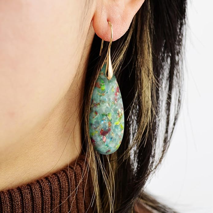 SELOVO Stone Fishhook Dangle Drop Earrings Statement Earrings for Women Stone