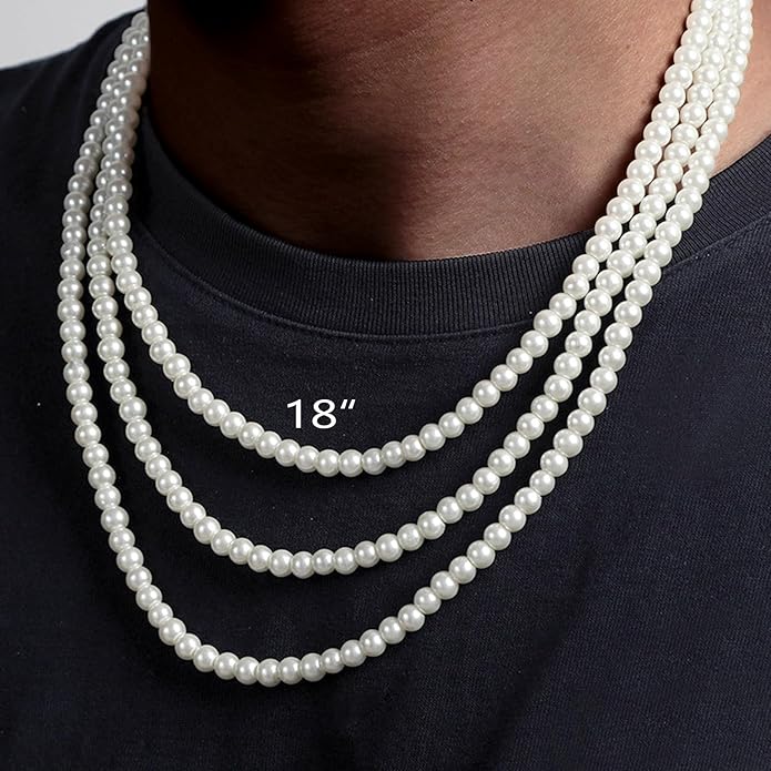 Zeffy Pearl Necklace 4MM/6MM/8MM Dainty Round Imitation Pearl Choker Necklace Wedding Pearl Necklace Delicate Jewelry for Women Simple Bridesmaid Jewelry Gifts