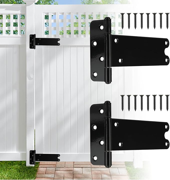 6 Pack 8” Heavy Duty Gate Hinges, 300 Lbs Capacity Black Door Hinges | T Gate - Image 8