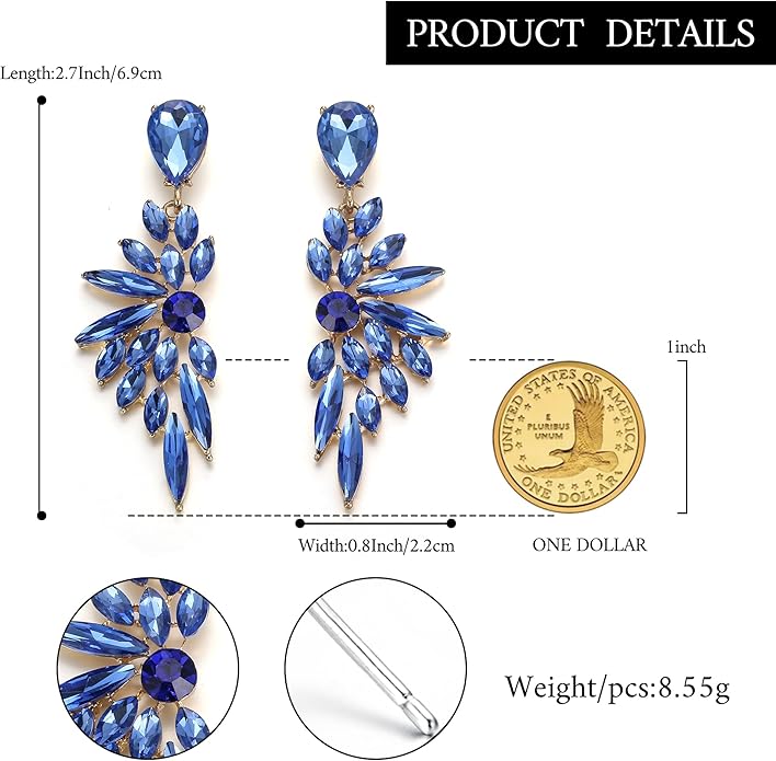BriLove Women's Wedding Bridal Crystal Teardrop Multi Marquise Cluster Bling Dangle Earrings