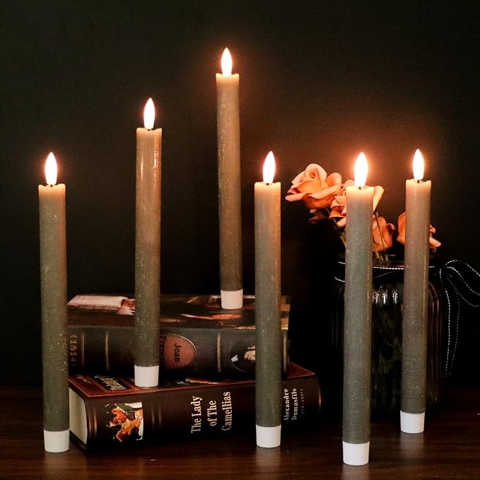 GenSwin Flameless Taper Candles LED Battery Operated Remote Timer Grey | LED - Image 2
