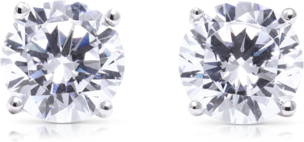 14K White Gold Moissanite Earrings Men & Women, Solid Gold Simulated Diamond and Lab Diamonds Studs for Men & Women, 1ct - 2ct Round, Princess, Heart, Halo Cut, Dangle, Lever or Screw Back Earrings, VVS1, D Color, Pink or Blue - Luxury Gift Box