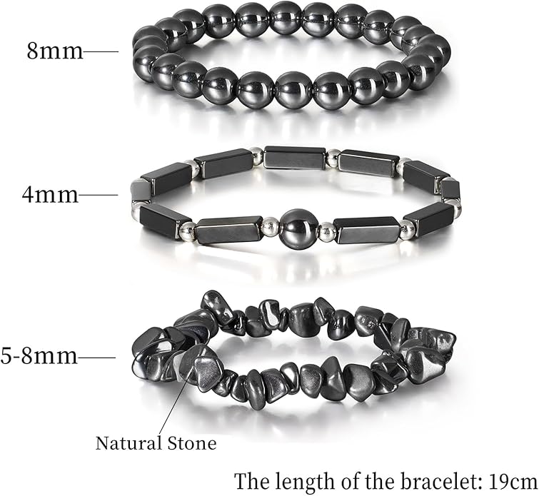 3Pcs Natural Stone Bracelets for Women 8mm Crystal Beaded Bracelets Handmade Stretch Bracelet Healing Crystal Jewelry for Women