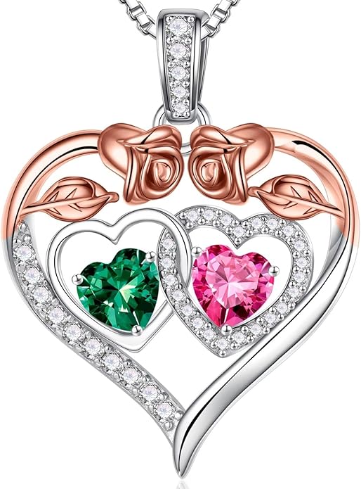 Iefil Valentines Day Gifts for Her - 925 Sterling Silver Rose Heart Necklaces for Women, Anniversary Birthday Gifts for Wife Girlfriend Mom