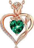1.2CT Rose Heart Necklace Option of Moissanite or Lab-Grown Sapphire Ruby Emerald&More Necklace for Women Birthstone Girlfriend Necklace S925 Sterling Silver 18K White/Rose Gold Plated D Color VVS1 Gift for Wife Mother Daughter for Birthday Anniversary...