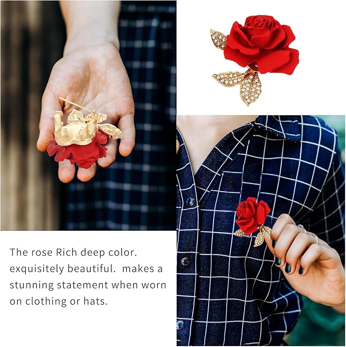 A set of two crystal red rose brooches, featuring elegant enamel floral brooches set with synthetic crystals. This stylish accessory perfectly complements parties, balls, weddings, Valentine's Day gifts, and other occasions, making it an ideal gift for...