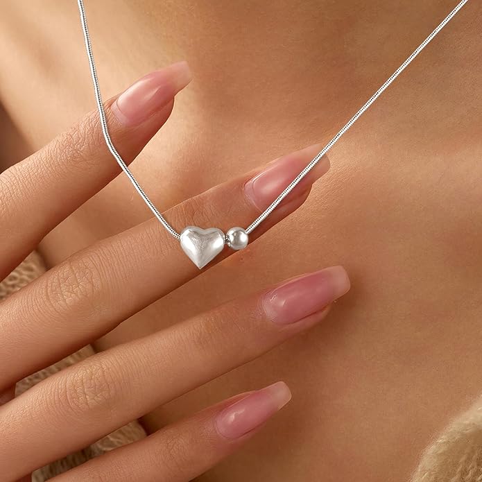 LOVECOM Valentines Gifts S925 Sterling Silver Heart Necklace for Women Dainty 14k Gold Plated CZ Infinity Double Cross Star Pendant Choker Necklaces Trendy Bead Chain Jewelry Gifts for Mom Daughter