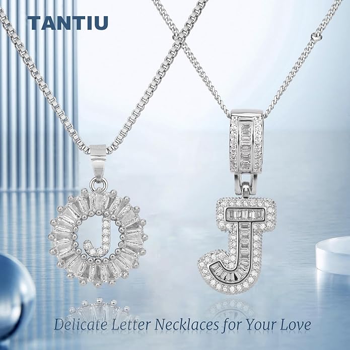 14K Gold Plated Alphabet Necklace Cubic Zirconia Letter Pendant, Personalized Name Jewelry Gift for Women, Customizable A-Z, Birthday/Mothers Day Gifts for Womens
