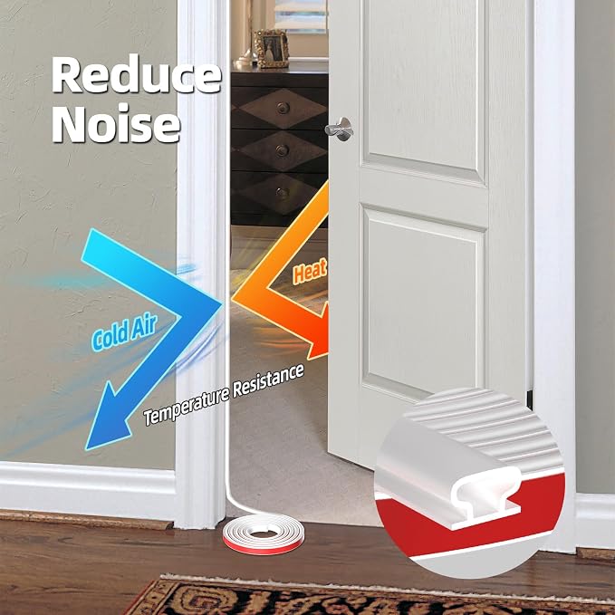 White D-Shape Weather Stripping 20Ft | Self-Adhesive Rubber Seal Strip - Image 5