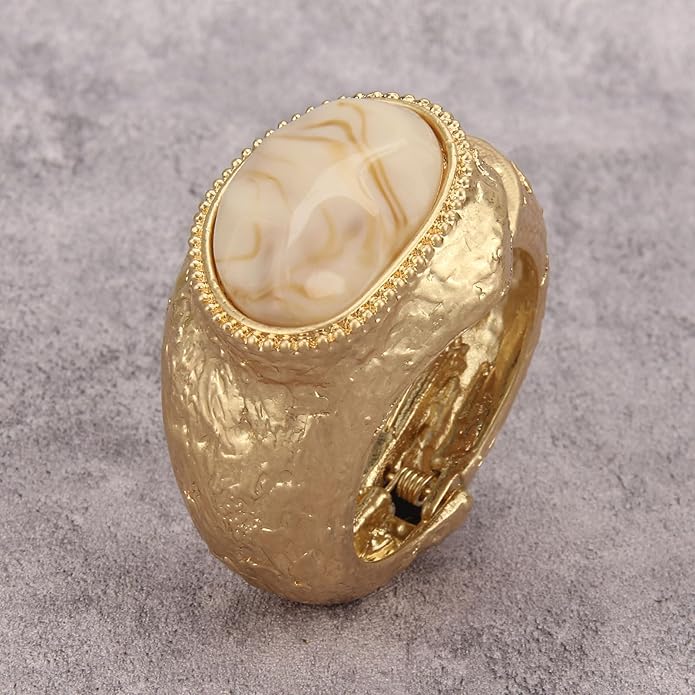 Gold Cuff Bracelet for Women Silver Beaded Bracelets Open Bangle Stackable Stretch Bead Bracelet Boho Jewelry Gifts for Wife Couple