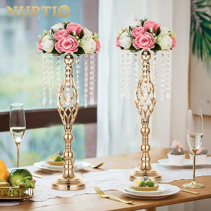 Nuptio 10 Pcs Crystal Flower Stand Wedding Centerpieces - Image 2