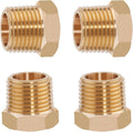 4PCS 3/4" NPT Male to 3/8" NPT Female Brass Reducer Hex Bushing, Solid Brass by Sphagaceae