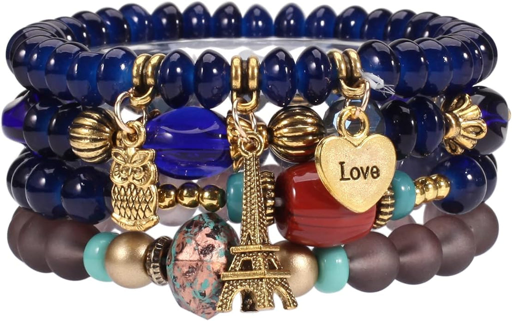 Bracelets Bohe Multilayer Chain Tassel Stackable Charm Stretch Statement Bracelet Set