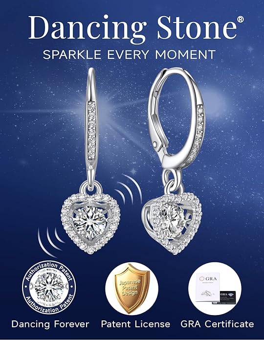 MomentWish Dangle Earrings for Women-925 Sterling Silver Moissanite Earring, Women's Gift for Valentine Birthday, D Color VVS1 Dancing Moissanite Hoops