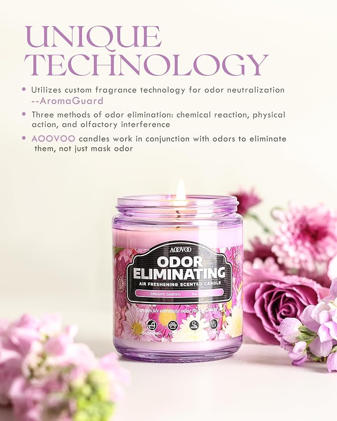 AOOVOO Dreamy Garden 2 Pack Odor Eliminating Candle - 18 oz Soy Candles | - Image 2