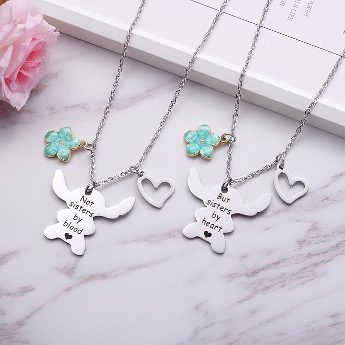 2PCS Best Friend Necklace Set, BFF Friendship Necklace for 2, Long Distance Birthday Jewelry Gift for Sister Bestie