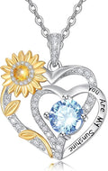 Valentine's Day Gifts for Wife 925 Sterling Silver Double Birthstone Pendant Necklaces I Love You for Always and Forever Necklace Anniversary Birthday Gifts for Wife Girlfriend Mom Her