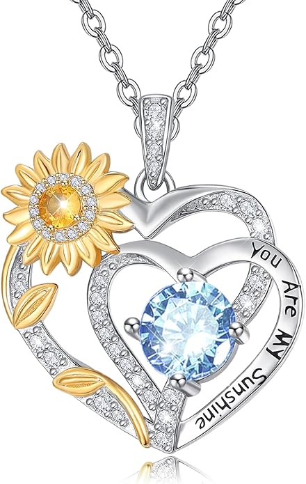 Valentine's Day Gifts for Wife 925 Sterling Silver Double Birthstone Pendant Necklaces I Love You for Always and Forever Necklace Anniversary Birthday Gifts for Wife Girlfriend Mom Her