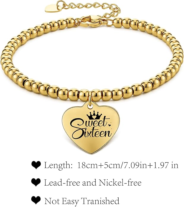 Beaded Gold Bracelet for Women Stretch Handmade Ball Charm Gifts for Women Dainty Don't Let The Hard Days Win Jewelry Charm Gifts for Her