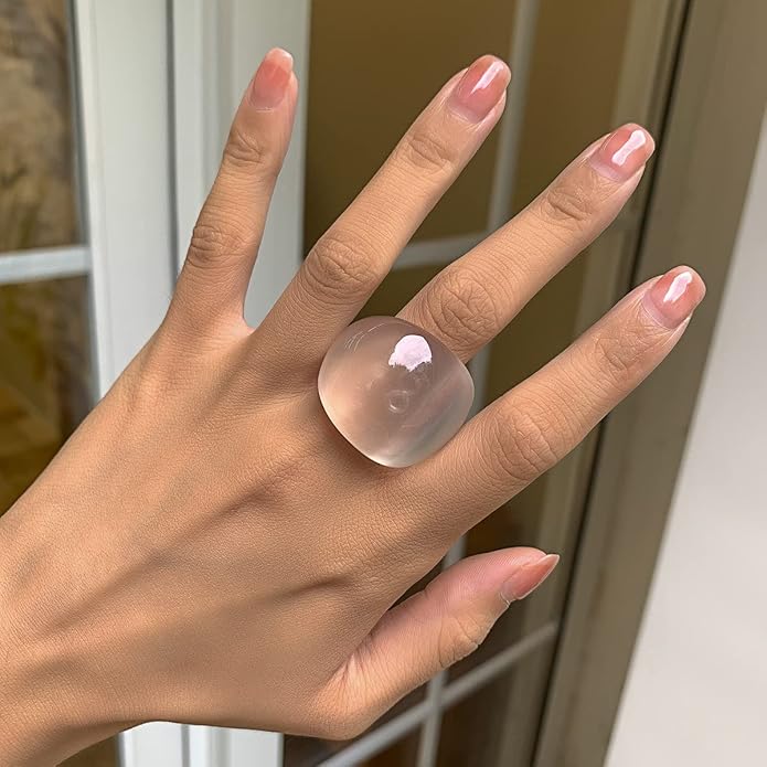 Rrdaily Cute Resin Ring for Women, Chunky Acrylic Plastic Rings Simple Aesthetic Jewelry Christmas Birthday Gifts